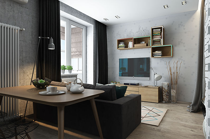 Stylish design of a studio apartment of 40 sq.m.