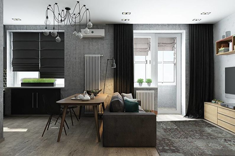 Design elegante de um apartamento de 40 m2.