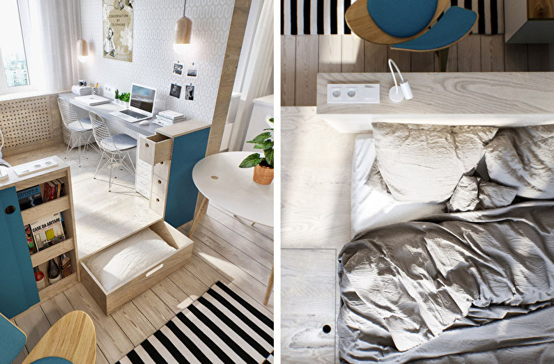 Cozy nest - design of a one-room apartment of 40 sq.m.