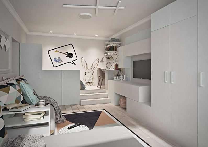 One room apartment 40 sq.m. for a family of three - interior design