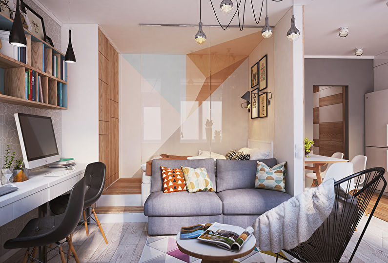 Modern one-room apartment of 40 sq.m. - Interior Design