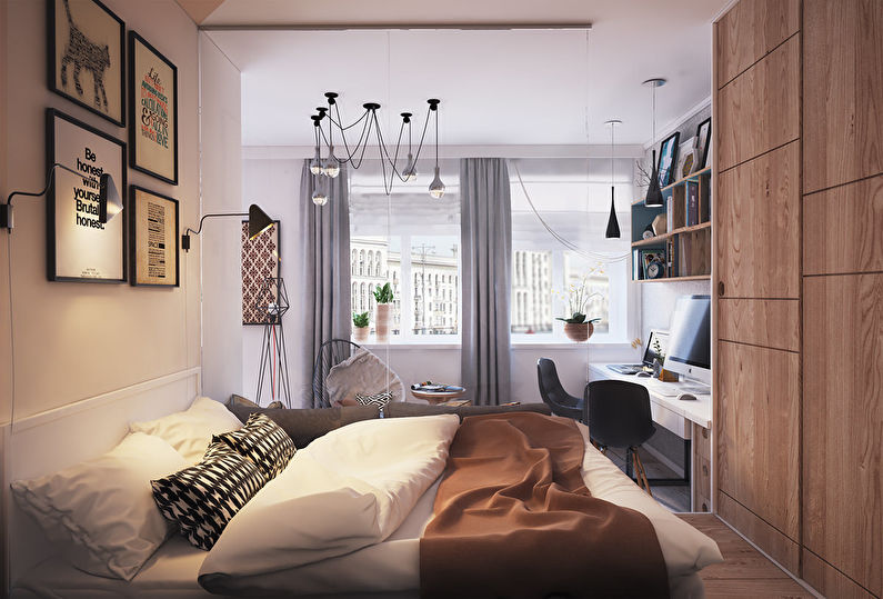 Moderne ett-roms leilighet på 40 kvm. - Interiørdesign