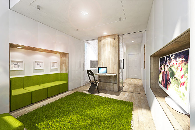 Vieno kambario 40 kv.m transformuojantis butas - Interjero dizainas