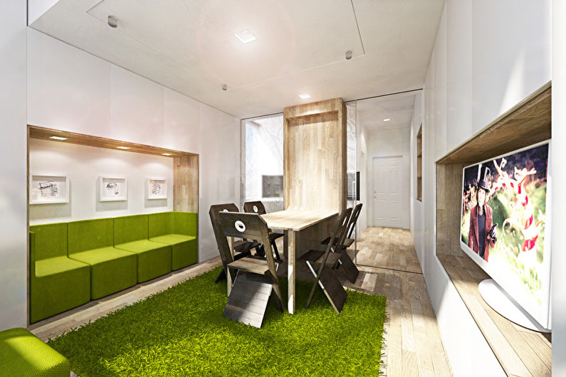 One-room transforming apartment of 40 sq.m. - Interior Design