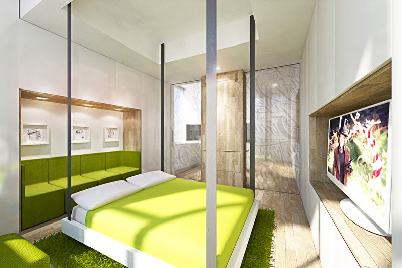 Vieno kambario 40 kv.m transformuojantis butas - Interjero dizainas