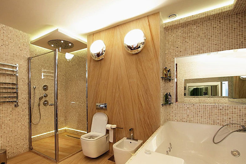 Materiāli sienu apdarei vannas istabā - keramikas flīzes