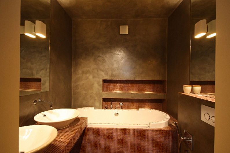 A fürdőszoba faldekorációjának anyagai - Dekoratív vakolat