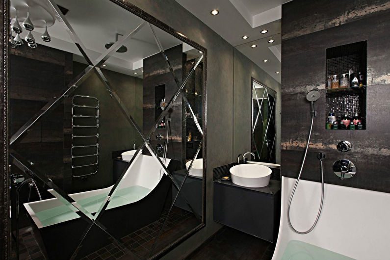 Materiāli sienu apdarei vannas istabā - Spoguļa flīzes