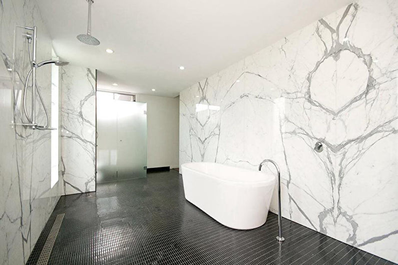 Materiaalit seinien sisustamiseen kylpyhuoneessa - marmori