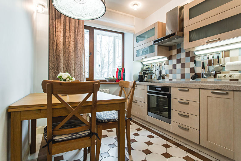 Kis konyha, bézs színű - belsőépítészet