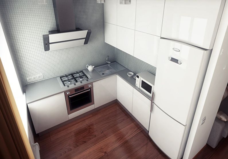 Ideer til placering af køleskab - lille køkken design