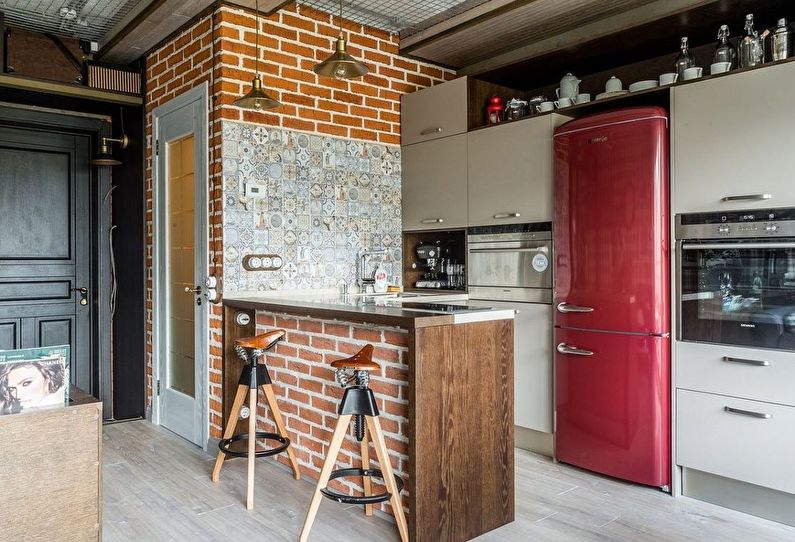 Kis konyha belsőépítészete - fénykép