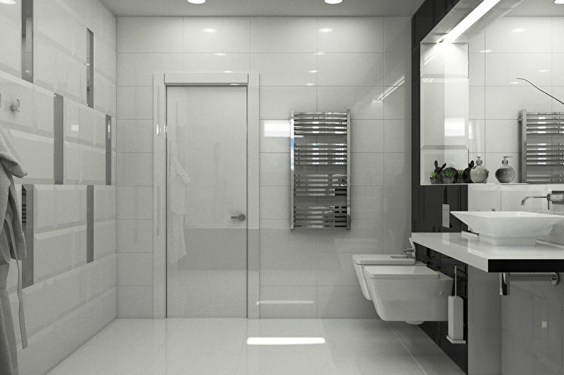 Kontrastingumo harmonija: Vonios kambarys 10 m2 - 4 nuotrauka