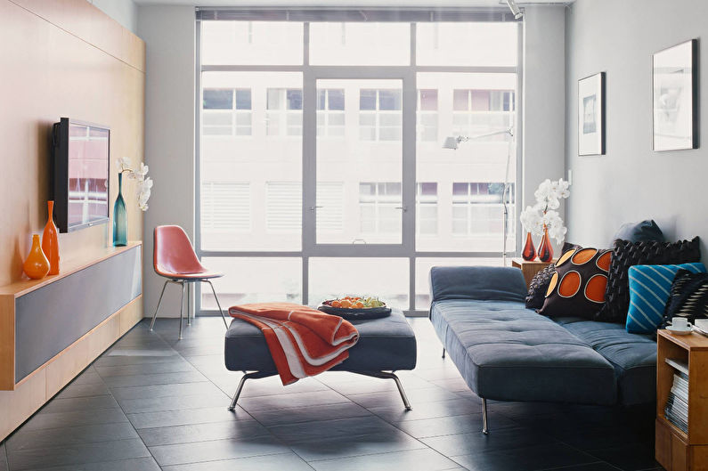Design obývacího pokoje 18 m² v moderním stylu
