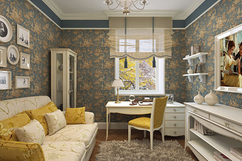 Dzīvojamās istabas dizains 18 kv.m. Provences stilā