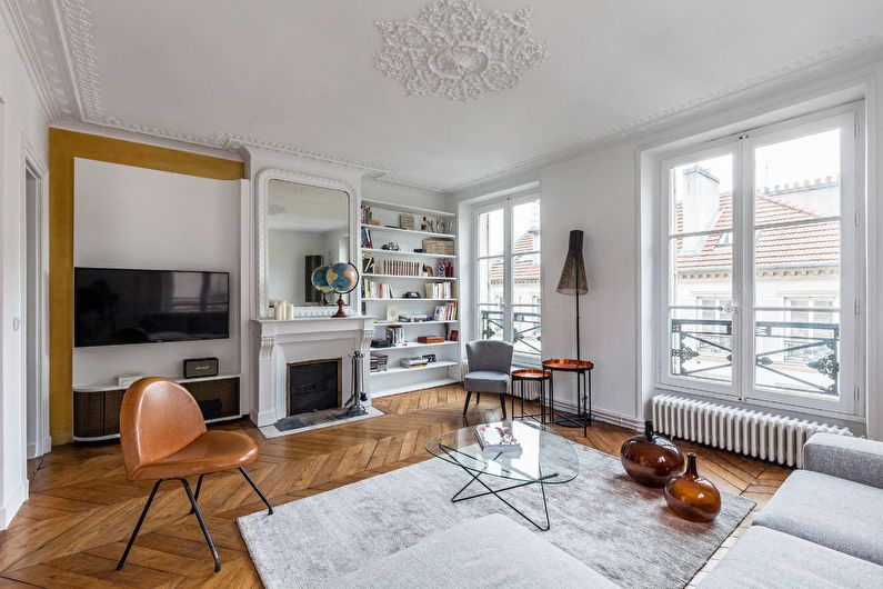 Design obývacího pokoje 20 m² v klasickém stylu