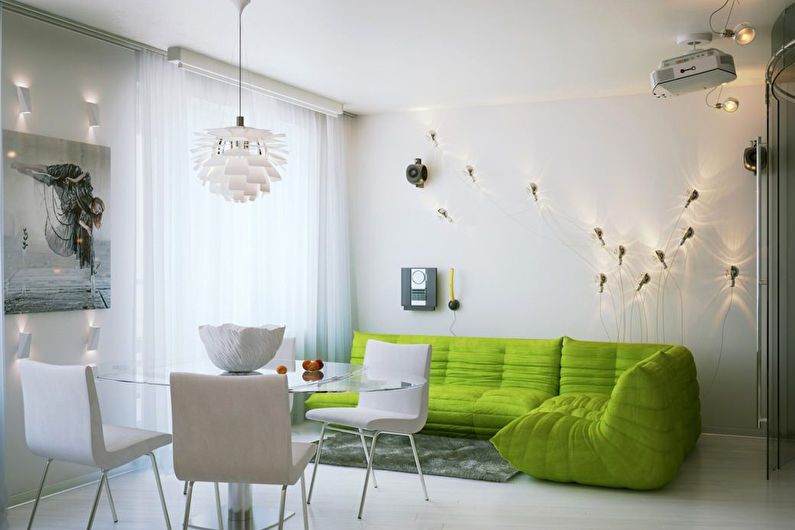 Projeto da sala de estar 20 m² Em branco