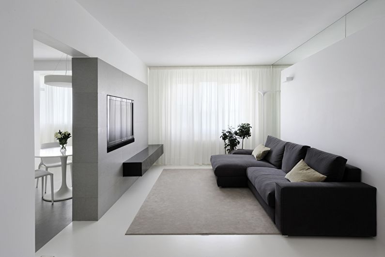 Dzīvojamās istabas interjers 20 kv.m platībā. - Foto