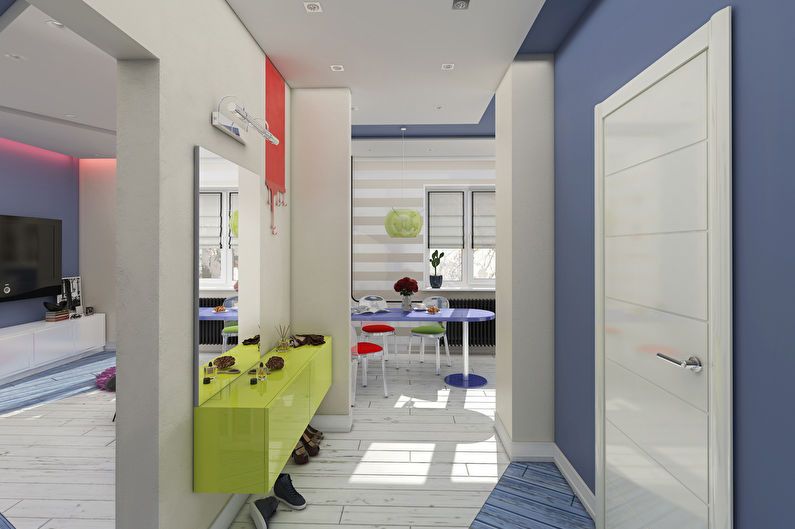 Design of a one-room apartment in the style of pop art