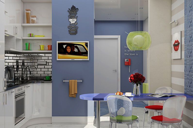 Entwurf einer Einzimmerwohnung im Stil der Pop-Art