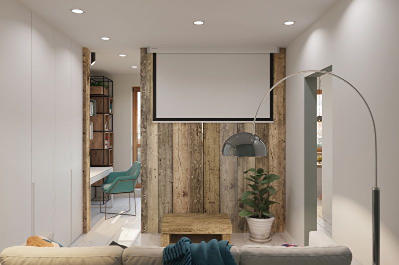Projekt apartamentu typu studio w stylu minimalizmu