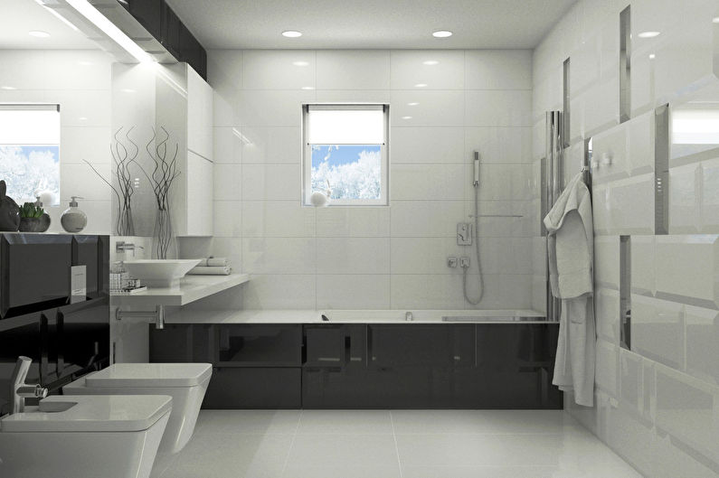 Kontrasta harmonija: vannas istaba 10 m2