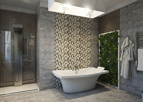 „Facet Tension“: Šiuolaikinio stiliaus vonios kambarys