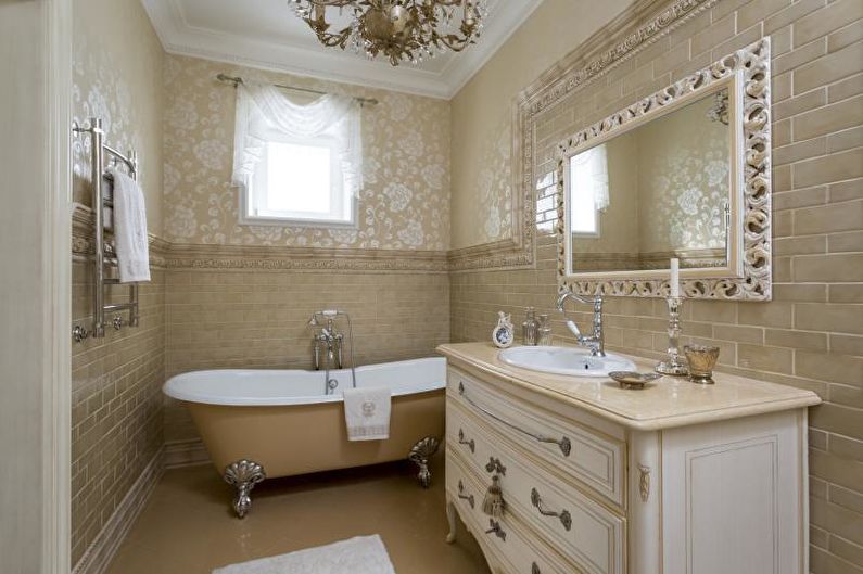 A fürdőszoba tapéta kombinációja - fénykép