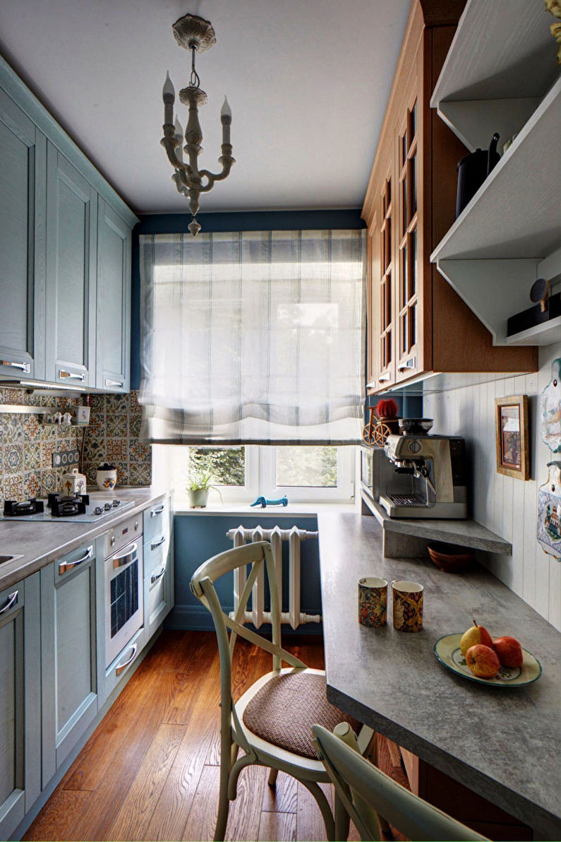 Úzká kuchyně ve stylu Provence - interiérový design