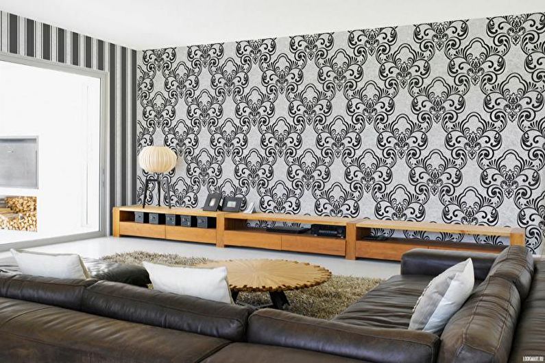 Non-woven wallpaper for the living room - photo