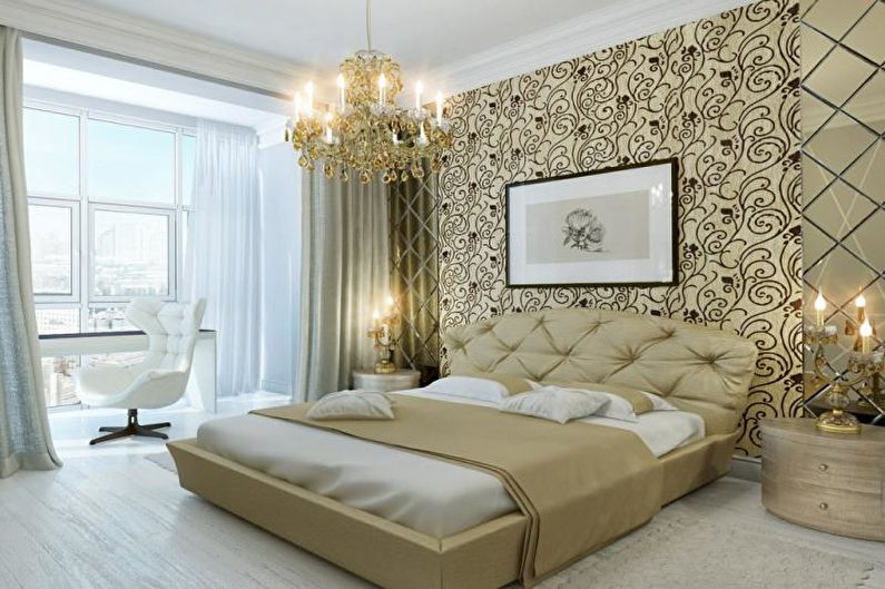 Non-woven wallpaper for the bedroom - photo