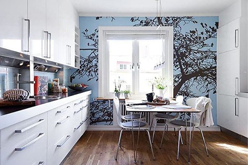 Fali falfestmény a konyhában hideg színekkel