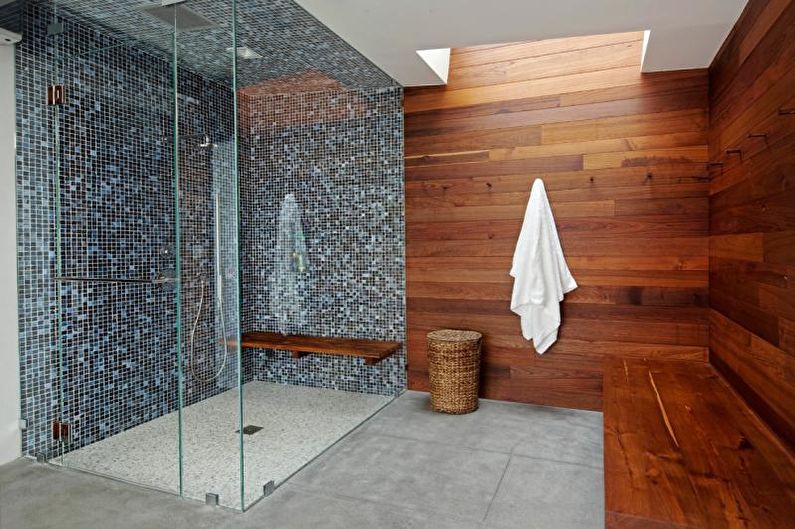 Laminált falon a fürdőszoba belső részén - fénykép