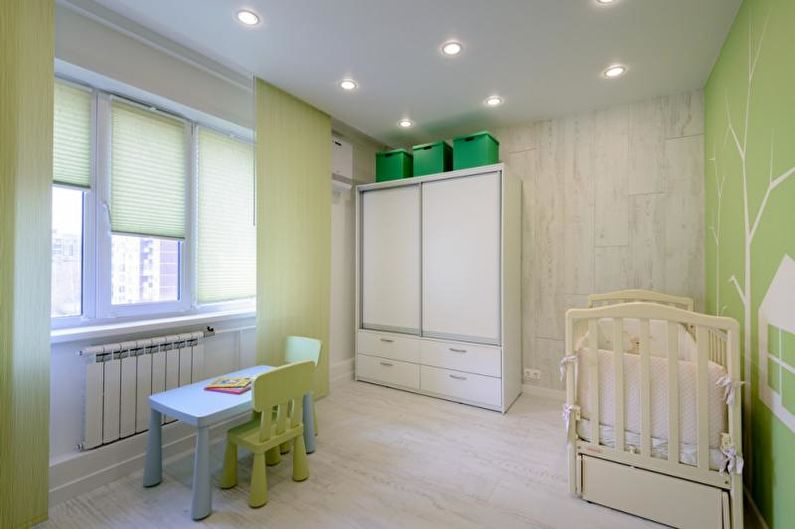 Ламинат на стената в интериора на детска стая - снимка