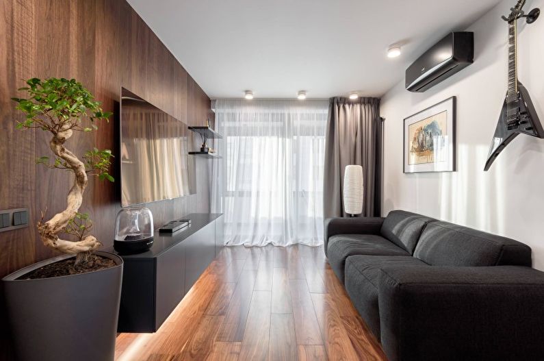 Minimalismo marrom sala de estar - Design de Interiores