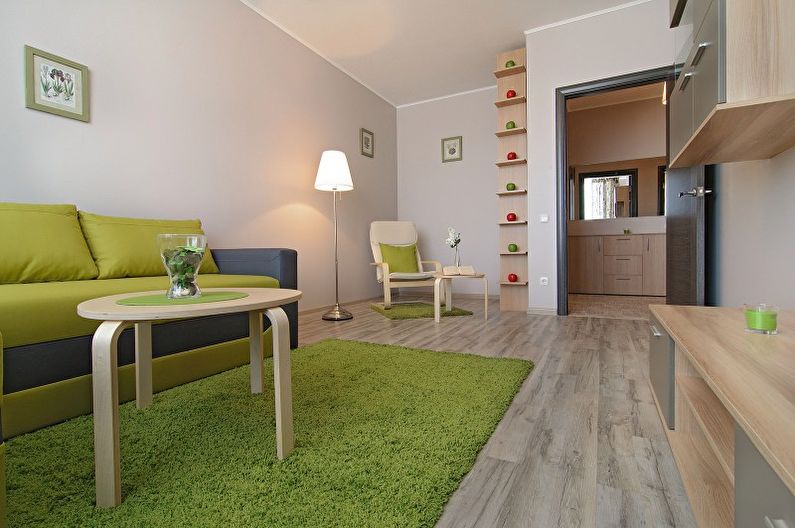Zelena dnevna soba minimalizma - Dizajn interijera