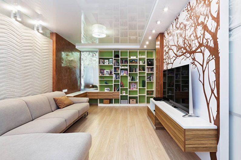 Design de sala de minimalismo - acabamento de teto