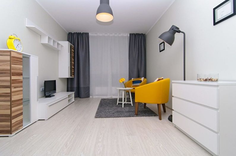 Design de sala de minimalismo - acabamento de teto