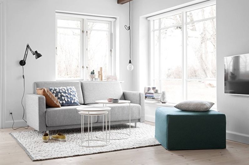 Дизајн ентеријера дневне собе у стилу минимализма - фото