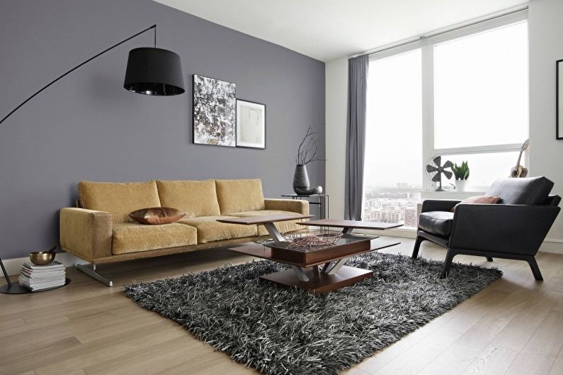Minimalizmus stílusú nappali belsőépítészet - fénykép
