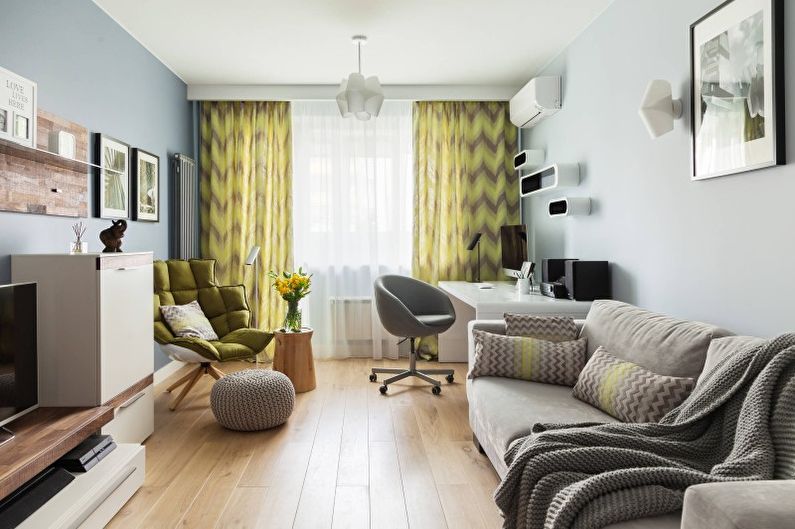 Stue interiørdesign i minimalistisk stil - foto