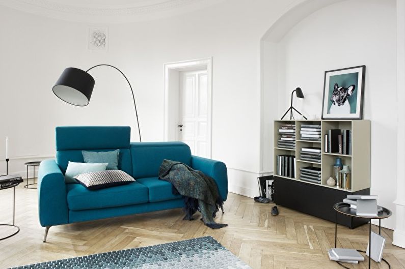 Interiérový design obývacího pokoje v minimalistickém stylu - fotografie