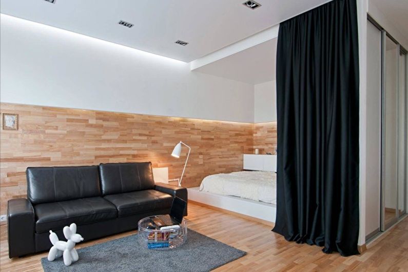 Интериорен дизайн на хола в минимализъм - снимка