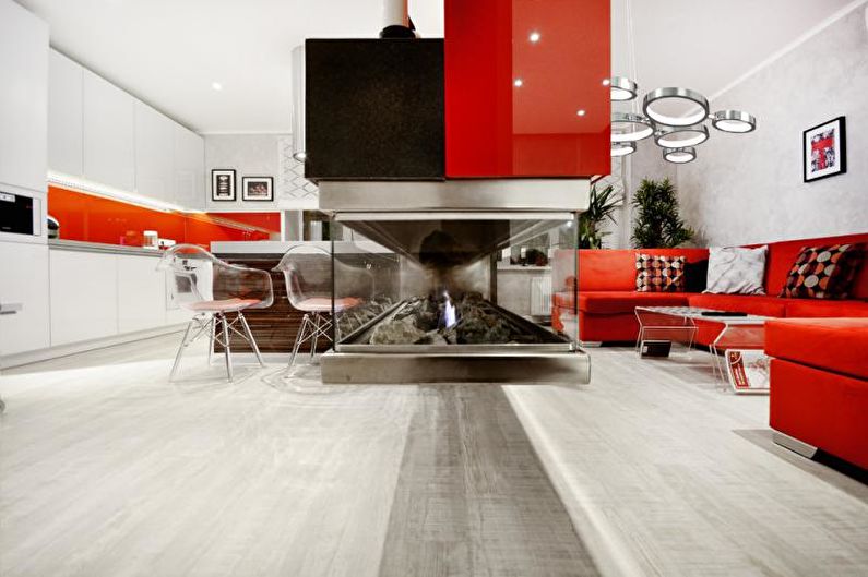Dzīvojamā istaba - augsto tehnoloģiju stila dzīvokļa dizains