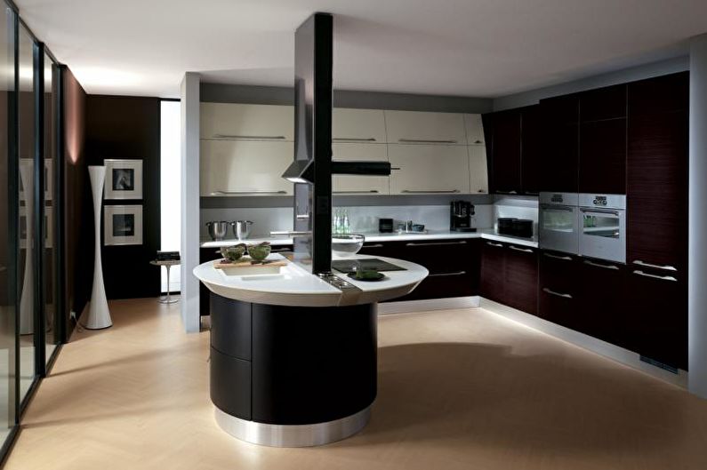 Virtuve - augsto tehnoloģiju stila dzīvokļa dizains