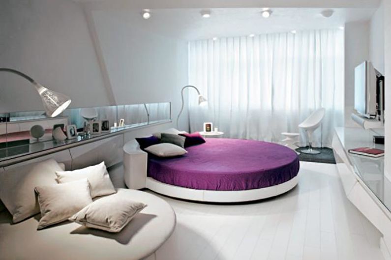 غرفة نوم - تصميم شقة على طراز التكنولوجيا الفائقة
