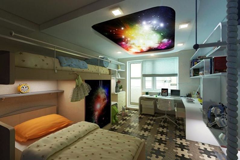 Vaikų kambarys - aukštųjų technologijų stiliaus buto dizainas