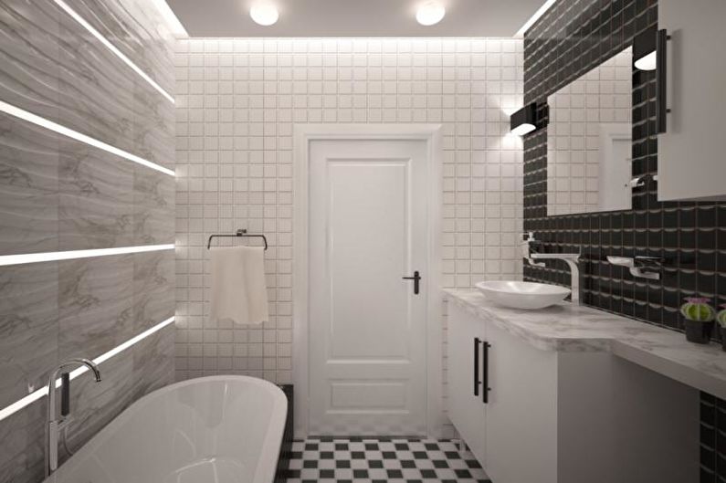 Vonios kambarys - aukštųjų technologijų plokščias dizainas
