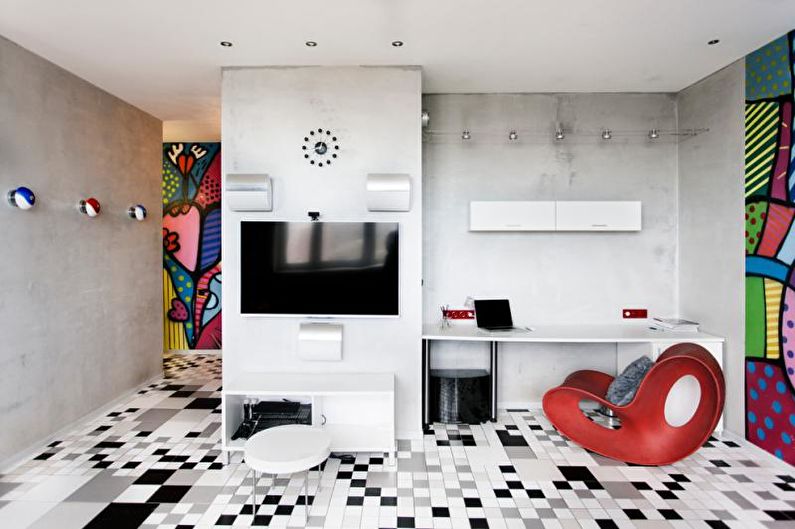 Интериорен дизайн апартамент в хай-тек стил - снимка
