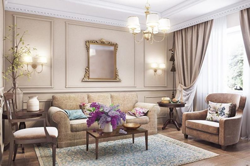 Obývací pokoj Provence Blue a Lavender - interiérový design